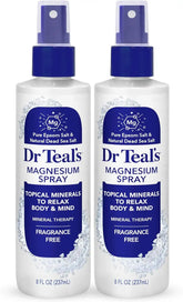 Dr Teal's Topical Magnesium Spray with Natural Dead Sea Salt, Fragrance Free, 8 fl oz (Pack of 2)