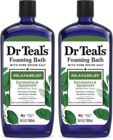 Dr Teal's Foaming Bath with Pure Epsom Salt, Relax & Relief with Eucalyptus & Spearmint, 34 fl oz (Pack of 2)
