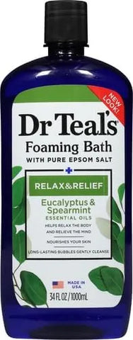 Dr Teal's Foaming Bath (Epsom Salt), Eucalyptus Spearmint, 34 Fluid Ounce