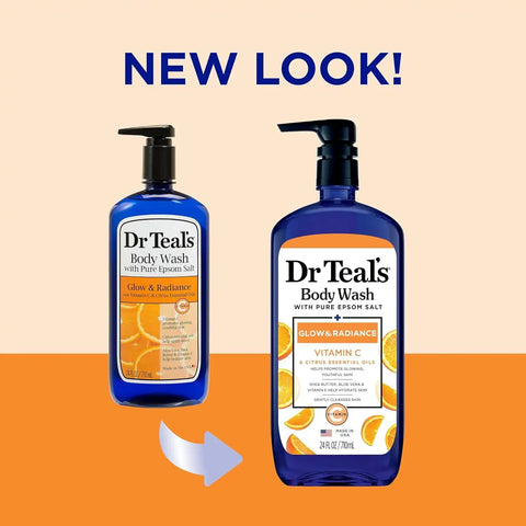Body Wash with Pure Epsom Salt, Glow & Radiance, Vitamin C & Citrus Essential Oils Teal's, 24 fl oz