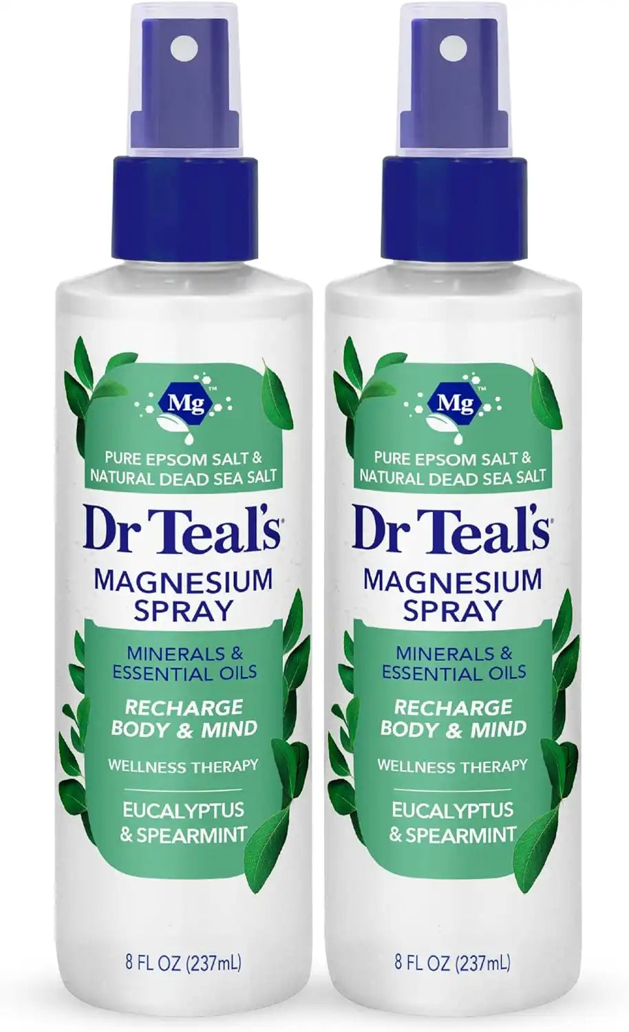 Dr Teal's Magnesium Eucalyptus Spray with Natural Dead Sea Salt, 8 fl oz (Pack of 2)