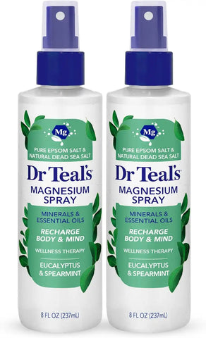 Dr Teal's Magnesium Eucalyptus Spray with Natural Dead Sea Salt, 8 fl oz (Pack of 2)