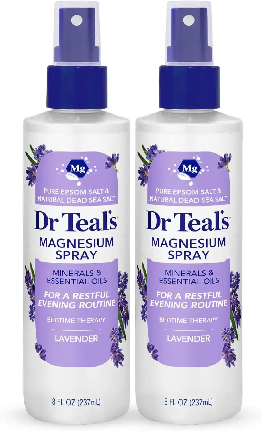 Dr Teal's Magnesium Lavender Spray with Natural Dead Sea Salt, 8 fl oz (Pack of 2)
