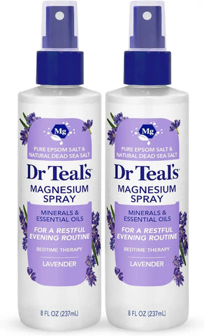 Dr Teal's Magnesium Lavender Spray with Natural Dead Sea Salt, 8 fl oz (Pack of 2)