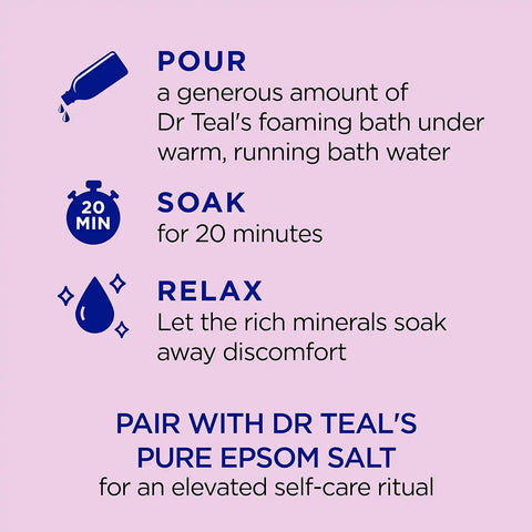 Dr Teal's Foaming Bath with Pure Epsom Salt, Black Elderberry with Vitamin D, 34 fl oz (Pack of 4)