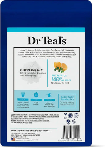 Dr Teal's Pure Epsom Salt,Restorative Minerals with Magnesium,Potassium & Zinc,3 lbs,(Pack of 2)