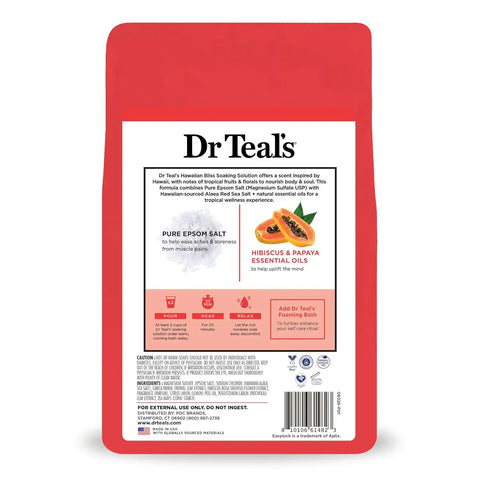 Dr Teal's Epsom Salt Magnesium Soak, Limited Edition Hawaiian Bliss, 3 lbs