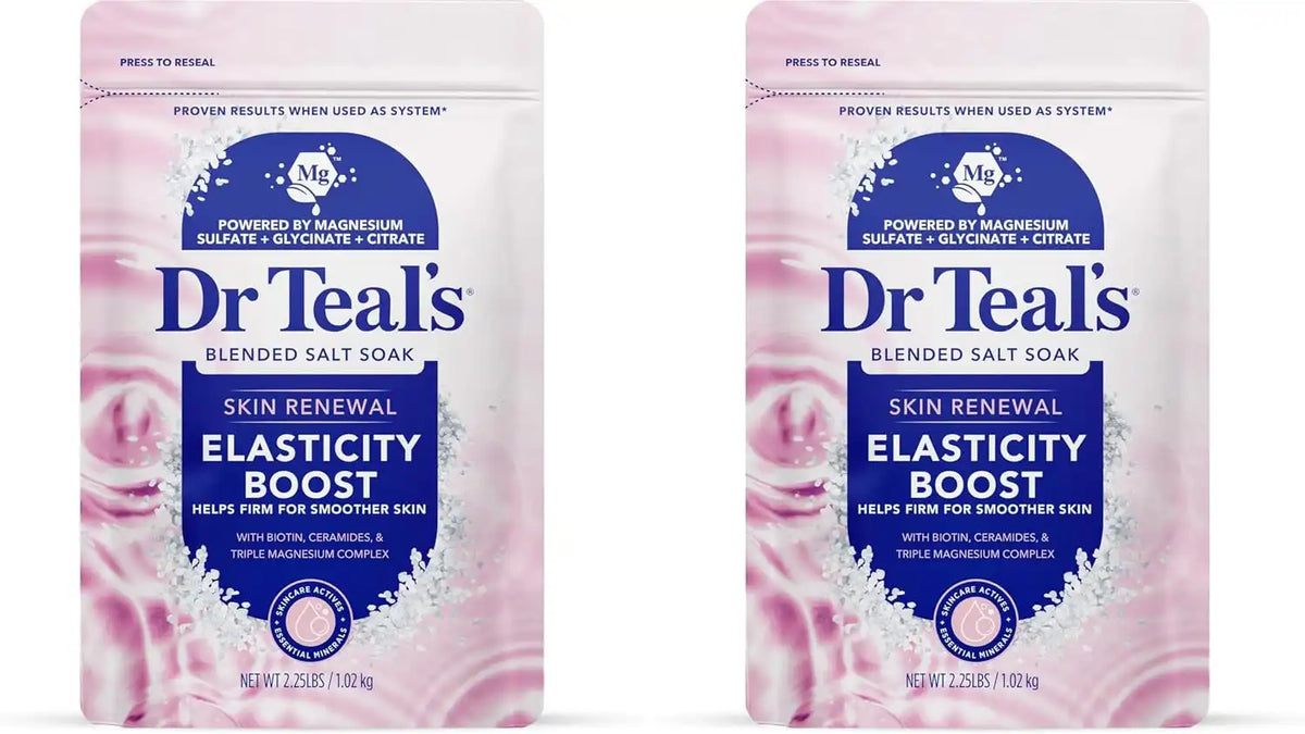 Dr Teal's Skin Renewal Elasticity Boost Blended Salt Soak, 2.25 lb (Pack of 2)