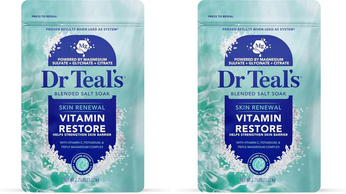 Dr Teal's Skin Renewal Vitamin Restore Blended Salt Soak, 2.25 lb (Pack of 2)