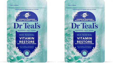Dr Teal's Skin Renewal Vitamin Restore Blended Salt Soak, 2.25 lb (Pack of 2)