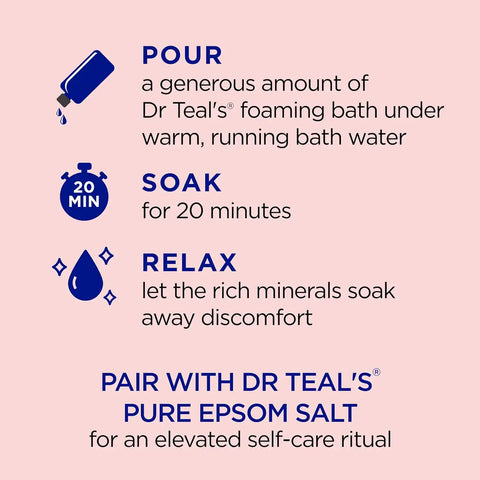 Dr Teal's Foaming Bath with Pure Epsom Salt, Ashwagandha, 34 fl oz (Pack of 4)
