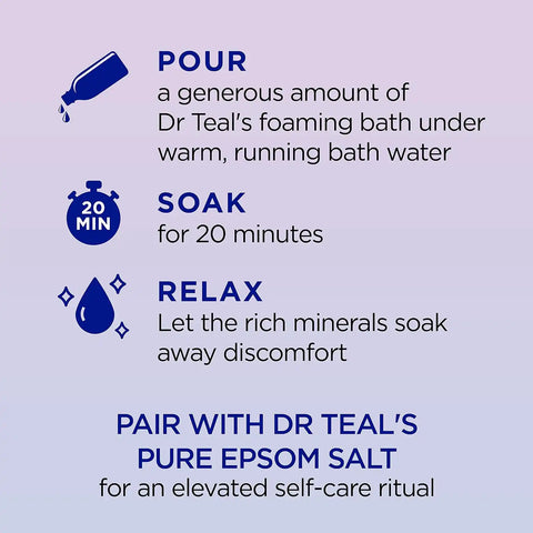 Dr Teal's Foaming Bath with Pure Epsom Salt, Sleep Blend with Melatonin, Lavender & Chamomile Essential Oils, 68 Fl Oz,2 Count (Pack of 6)