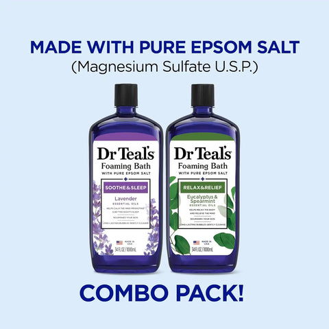 Dr Teal's Foaming Bath with Pure Epsom Salt, Lavender & Eucalyptus, 34 fl oz (Pack of 2)