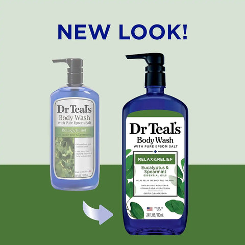 Dr Teal's Body Wash with Pure Epsom Salt, Relax & Relief with Eucalyptus & Spearmint & Body Wash with Pure Epsom Salt, Sleep Blend with Melatonin