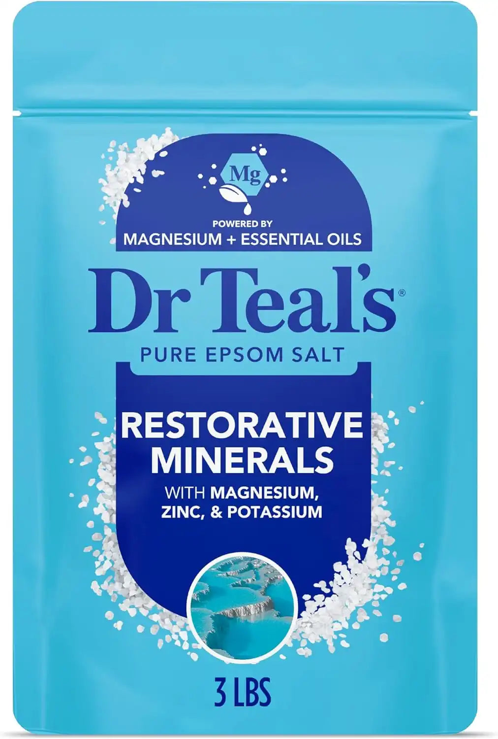 Dr Teal's Epsom Salt Magnesium Soak, Restorative Minerals with Magnesium, Potassium & Zinc, 3 lbs
