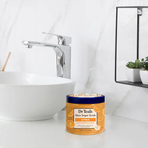Dr Teal's Shea Sugar Body Scrub, Citrus with Essential Oils & Vitamin C, 19 oz (Pack of 3)