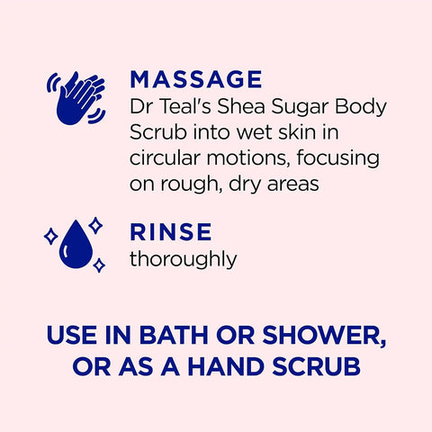 Dr Teal's Shea Sugar Body Scrub, Rose with Essential Oil, 19 oz (Pack of 3)