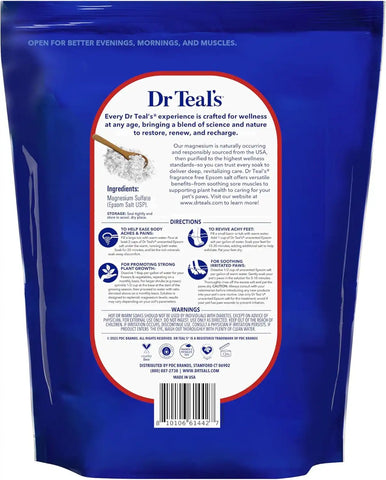 Dr Teal's Pure Epsom Salt Multipurpose Solution, Fragrance Free, Bulk Size - 19 lbs