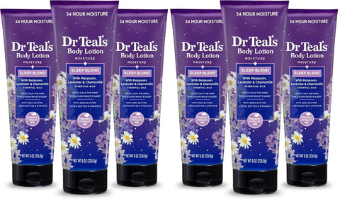 Dr Teal's Sleep Body Lotion,24-Hour Moisture,with Melatonin,Lavender & Chamomile Essential Oils,8 fl oz,(Pack of 6)