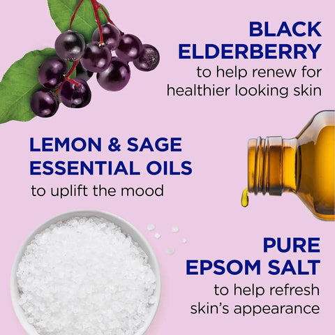 Dr Teal's Foaming Bath with Pure Epsom Salt, Black Elderberry with Vitamin D, 68 Fl Oz (Pack of 6)