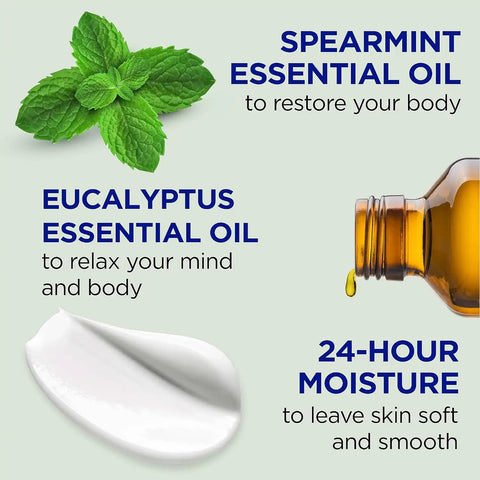 Dr Teal's 24 Hour Moisture+ Body Lotion, Eucalyptus & Spearmint & Essential Oils, 18 fl oz (Pack of 3)