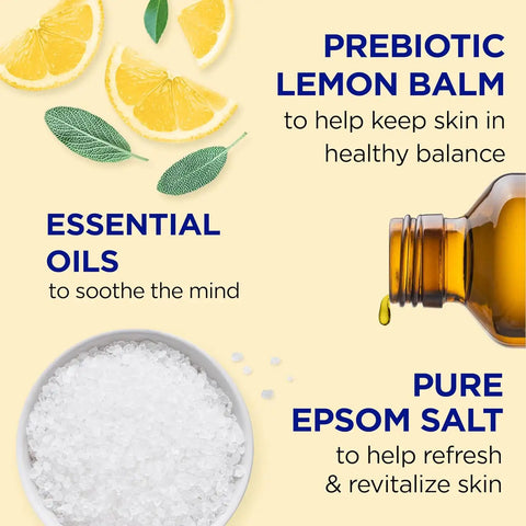 Dr Teal's Body Wash with Pure Epsom Salt, with Prebiotic Lemon Balm & Sage, 24 fl oz (Pack of 4)