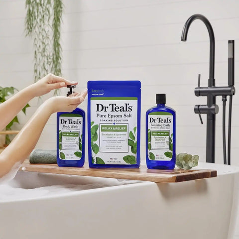 Dr Teal's Body Wash with Pure Epsom Salt, Relax & Relief with Eucalyptus & Spearmint, 24 fl oz (Pack of 4)