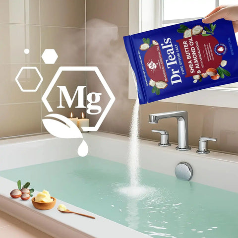 Dr Teal's Epsom Salt Magnesium Soak, Shea Butter & Almond, 3 lbs (Pack of 4)
