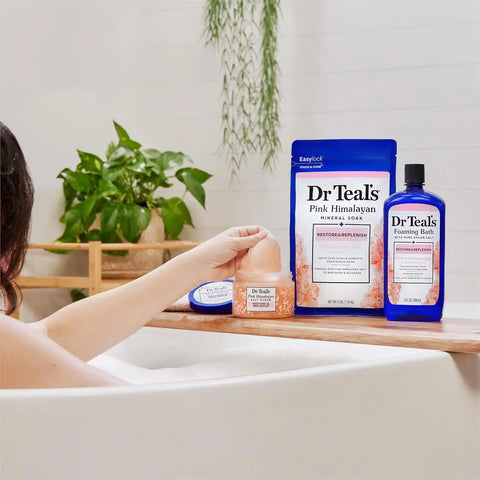 Dr Teal's Pink Himalayan Salt Body Scrub, Restore & Replenish with Pure Epsom Salt & Essential Oils, 16 oz (Pack of 3)
