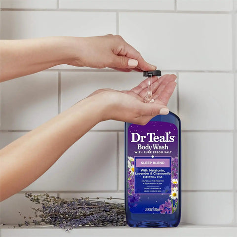 Dr Teal's Body Wash with Pure Epsom Salt, Sleep Blend with Melatonin, 24 fl oz (Pack of 4)