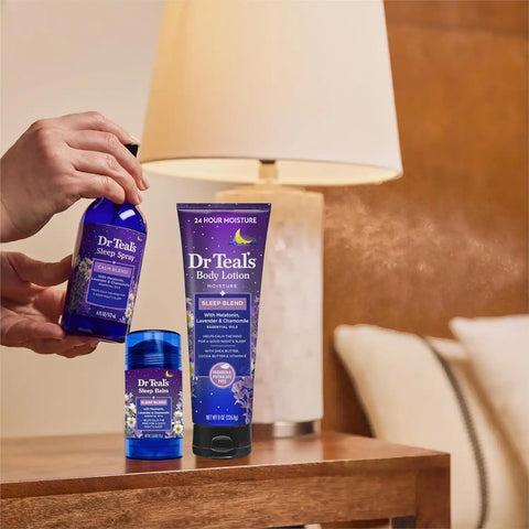 Dr Teal's Sleep Body Lotion, 24-Hour Moisture, with Melatonin, Lavender & Chamomile Essential Oils, 8 fl oz (Pack of 3)