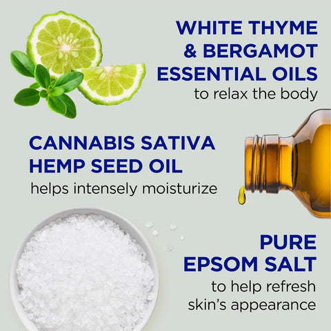 Dr Teal's Foaming Bath with Pure Epsom Salt, Cannabis Sativa Hemp Seed Oil, 34 fl oz (Pack of 12)