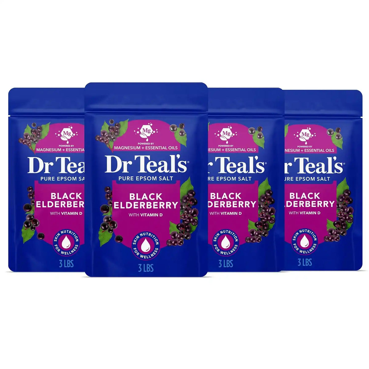 Dr Teal's Epsom Salt Magnesium Soak, Black Elderberry, 3 lbs