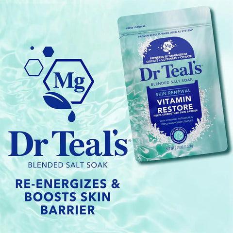 Dr Teal's Skin Renewal Vitamin Restore Blended Salt Soak, 2.25 lb (Pack of 2)