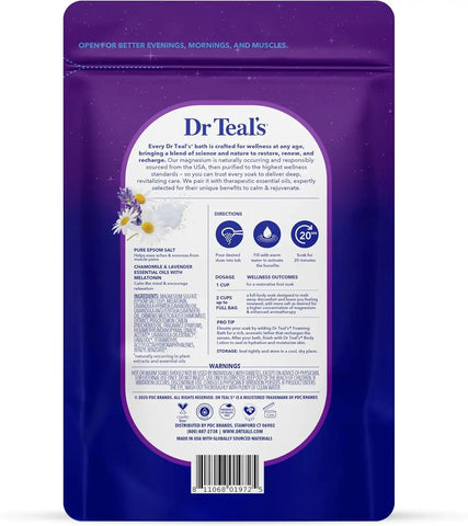 Dr Teal's Pure Epsom Salt, Melatonin Sleep Soak with Essential Oil Blend, 3 lb (Pack of 4)