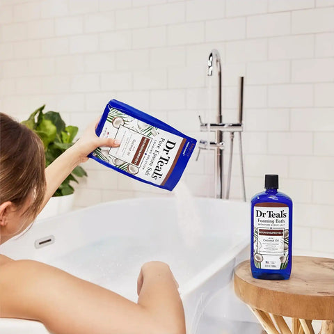 Dr Teal's Foaming Bath with Pure Epsom Salt, Nourish & Protect with Coconut Oil, 34 fl oz (Pack of 4)