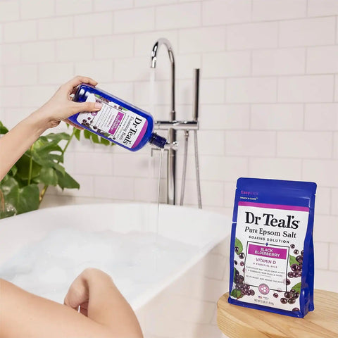 Dr Teal's Foaming Bath with Pure Epsom Salt, Black Elderberry with Vitamin D, 68 Fl Oz (Pack of 6)