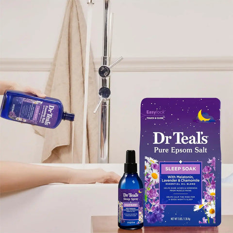 Dr Teal's Foaming Bath with Pure Epsom Salt, Sleep Blend with Melatonin, Lavender & Chamomile Essential Oils, 68 Fl Oz,2 Count (Pack of 6)