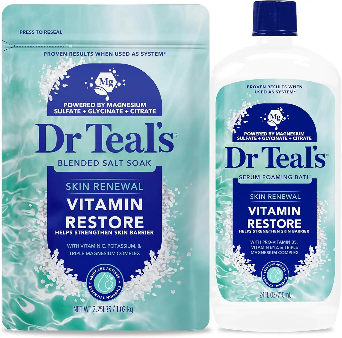 Dr Teal’s Skin Renewal Vitamin Restore Salt & Foaming Bath Combo Pack