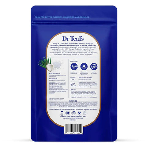 Dr Teal's Epsom Salt Magnesium Soak, Nourish & Protect with Coconut Oil, 3 lbs (Pack of 4)
