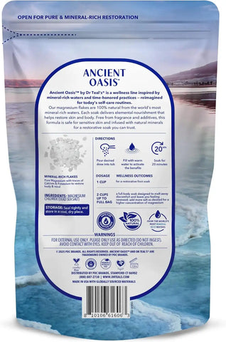 Ancient Oasis by Dr Teal's Magnesium Flakes, Fragrance Free, 2 lbs (Pack of 2)