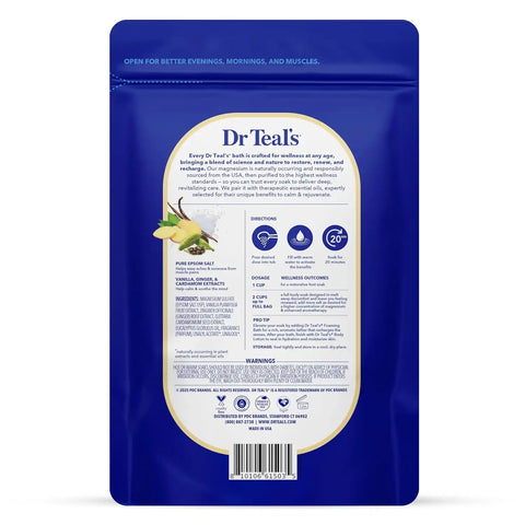 Dr Teal's Epsom Salt Magnesium Soak, Vanilla Comfort, 3 lbs (Pack of 4)