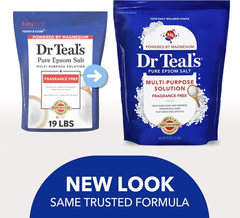 Dr Teal's Pure Epsom Salt Multipurpose Solution, Fragrance Free, Bulk Size - 19 lbs
