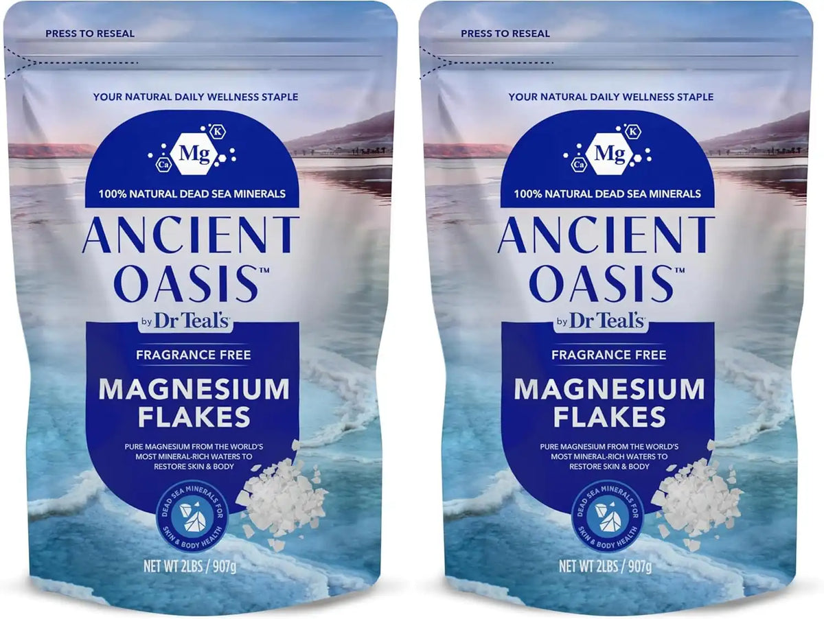 Ancient Oasis by Dr Teal's Magnesium Flakes, Fragrance Free, 2 lbs (Pack of 2)