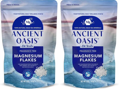 Ancient Oasis by Dr Teal's Magnesium Flakes, Fragrance Free, 2 lbs (Pack of 2)