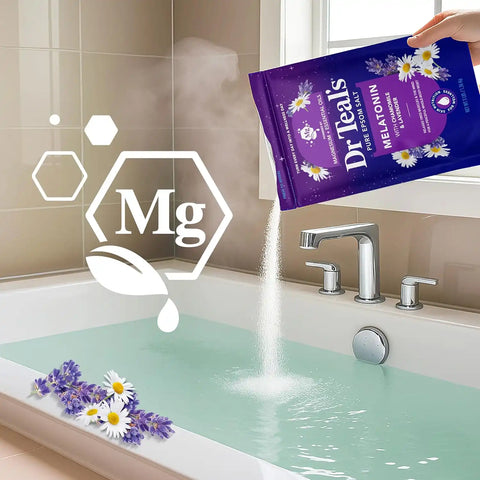Dr Teal's Pure Epsom Salt, Melatonin Sleep Soak with Essential Oil Blend, 3 lb (Pack of 4)