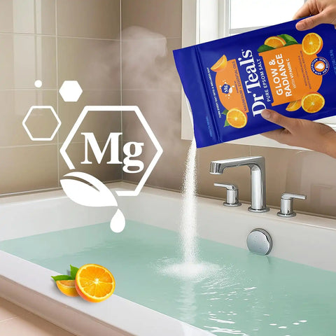 Dr Teal's Epsom Salt Magnesium Soak, Glow & Radiance with Vitamin C & Citrus Essential Oils, 3 lbs (Pack of 4)