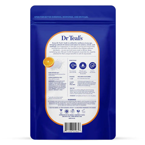 Dr Teal's Epsom Salt Magnesium Soak, Glow & Radiance with Vitamin C & Citrus Essential Oils, 3 lbs (Pack of 4)