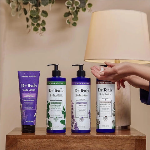 Dr Teal's 24 Hour Moisture+ Body Lotion, Eucalyptus & Spearmint & Essential Oils, 18 fl oz (Pack of 3)