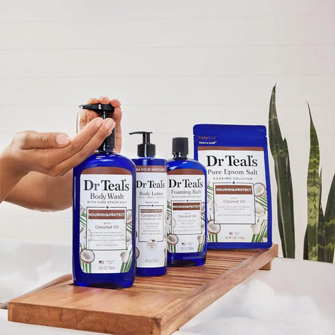 Dr Teal's 24 Hour Moisture+ Body Lotion, Coconut Oil & Essential Oils, 18 fl oz (Pack of 3)